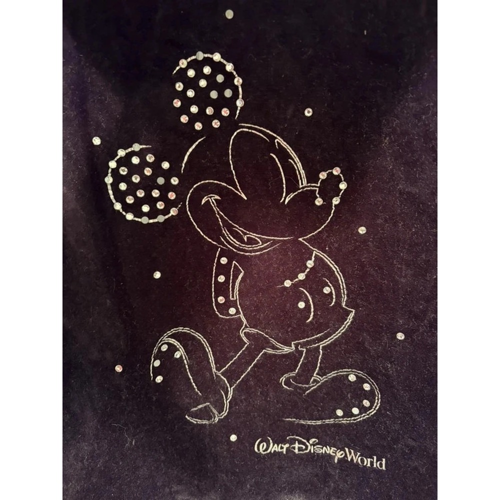 Disney Parks Mickey Mouse Velour Hoodie Black Rhinestone Y2K Women L